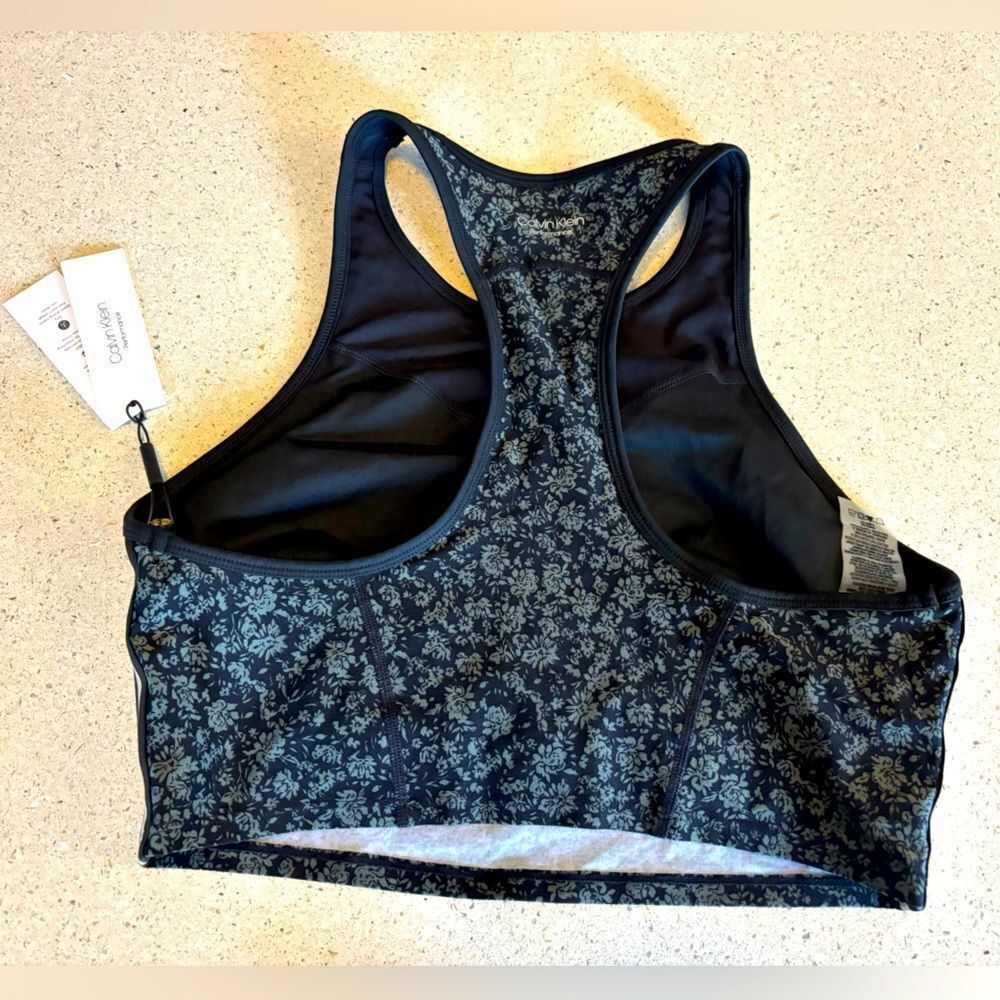 Calvin Klein Women's Black Floral Performance Sports Bra, NWT - Picture 2 of 8